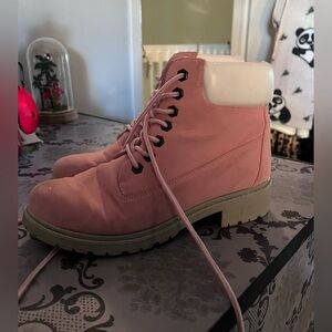 💀 Pink work style boots